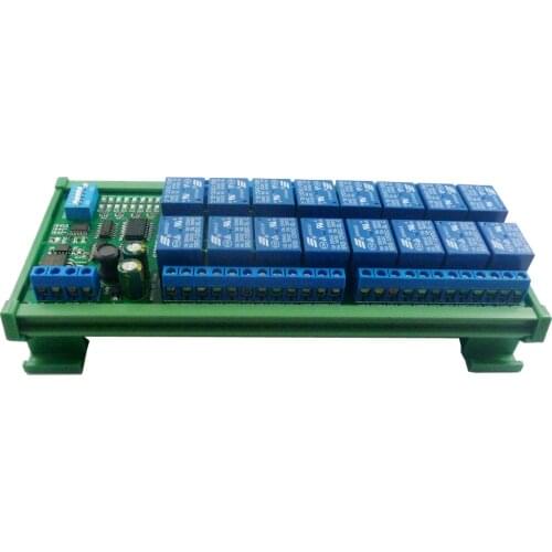 DC 12V DIN35 C45 Rail Box 16 Channel RS485 Relay Module Modbus RTU UART Control Switch Board for PLC PTZ Camera Motor LED