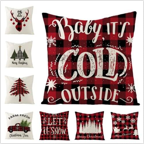 Christmas Cushion Cover 45*45 Pillowcase Sofa Cushions Pillow Cases Cotton Linen Pillow Covers Home Decor New Year Navidad 2021