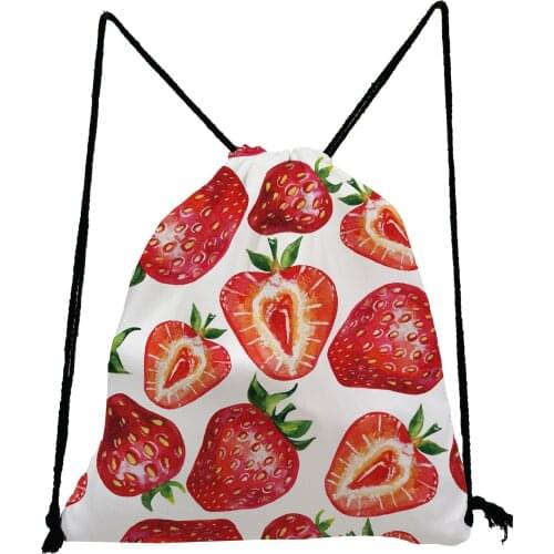 Fruit Backpack Strawberry Print Drawstring Bag Fashion Lady Storage Bags Child Cute Small School Bag Eco Reusable Shoe Pocket