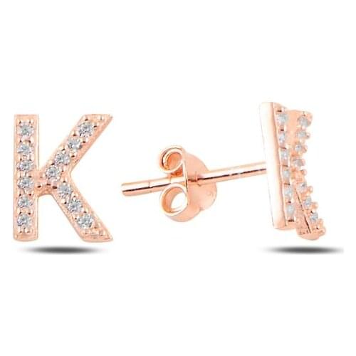 Silver 925 Set-K-Letter Earrings