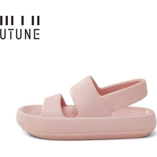 UTUNE Women Sandals Summer Platform Shoes Beach Outside EVA Slides Slippers Men Soft Thick Sole Non-slip Indoor Plus Size 42 43