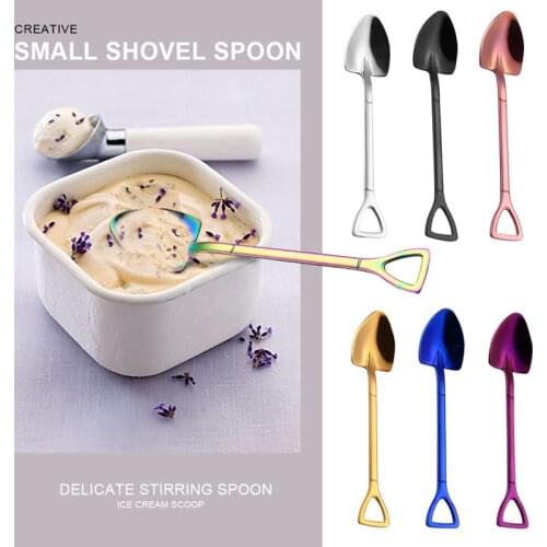 Creative stainless steel 304 small shovel spoon design gold-plated tableware coffee spoon ice cream soup honey spoon delicate st