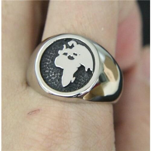 Band Party Fashion Map Ring 316L Stainless Steel Mens Ring Cool Punk Polishing Fashion Ring