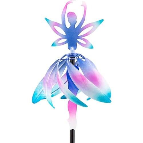 Gradient Rainbow Color Ballerina Wind Spinner Winds Gauge Windmill Sculptures Stake Construction for Home Garden Patio Yard