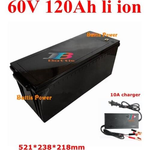 Waterproof lithium 60V 120AH li ion battery With BMS for 3500W 6000W scooter AGV pedicab boat Skateboard bike +10A charger
