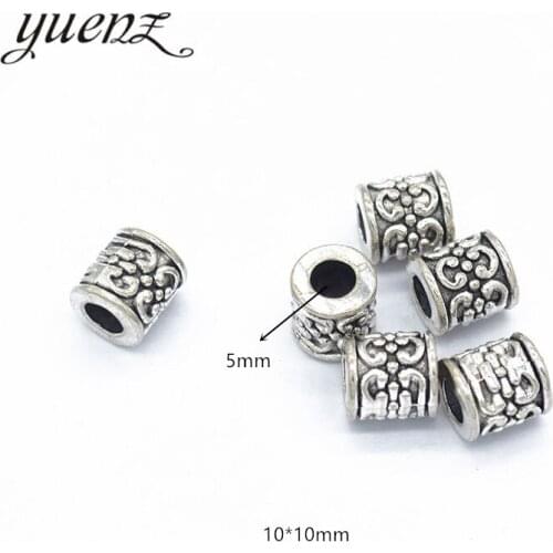 YuenZ 6pcs Antique Silver color Big Hole Beads Spacers Beads Fit European Charm Jewelry Accessories DIY Findings R143