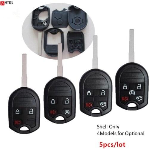 Keyecu 5pcsReplacement Remote Key Shell Case Fob for Ford Fiesta that use OUC6000022 HU101 Blade (4 Models for Optional)