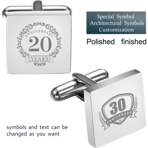 HAWSON Custom LOGO Cufflinks Square Fashion Mens Anniversary Cuff Links with LOGO Unique Best Gift for Lover