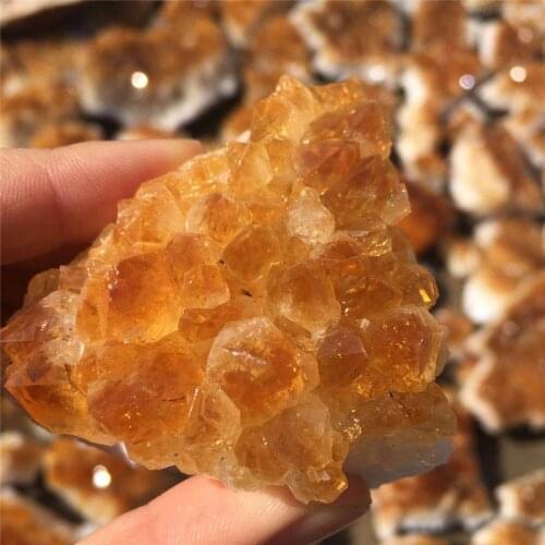 Yellow stones and crystals cluster citrine geode specimen home aesk aquarium decoration
