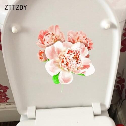 ZTTZDY 19.8*23.5CM Peony Flower Modern Art Bedroom Wall Decal Home Decor Toilet Sticker T2-0602