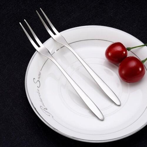 10-piece 304 stainless steel fruit fork portable cake moon cake small fork fruit sign new two teeth fork Western tableware