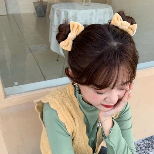 2 Pcs/Set Children Cute Velvet Tie Bow Elastic Hair Bands Baby Girls Lovely Soft Scrunchies Rubber Bands Kids Hair Accessories