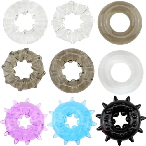 Man nuo 2 Pcs Silicone Time Delay Penis Ring Sex Toys Cock Rings Adult Products Male Sexo Crystal Ring Color Random