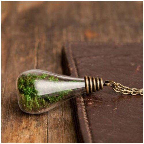 Freeshipping 20pcs glass globe moss handmade necklace, glass vial green moss pendant necklace 70cm long ( finished necklace)
