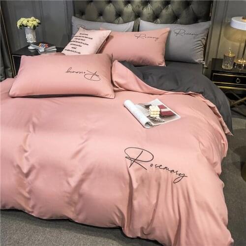 25Home Textile 4pcs Bedding Set with Double sided Cotton Quilt Cover 1pc Pillowcase 2pcs Bed Cover
