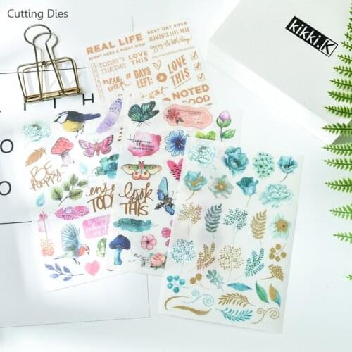 4Sheets/lot Plant Printed Paper Sticker Rub On Stickers Set For Diy Scrapbooking Happy Planner Card Making Journaling Project