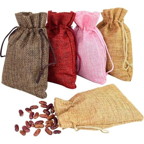 5Pcs/lot Jute Burlap Gift Bags Linen Drawstring Candy Bag For Kitchen Storage Wedding Birthday Party Gifts Jewelry Packing Pouch