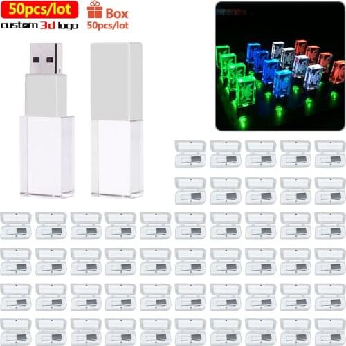 50pcs/lot Free 3D logo Flash USB 2.0 Pendrive 8GB 16GB 32GB 64GB 128GB USB Flash Drive pen drive memoria usb stick with LED