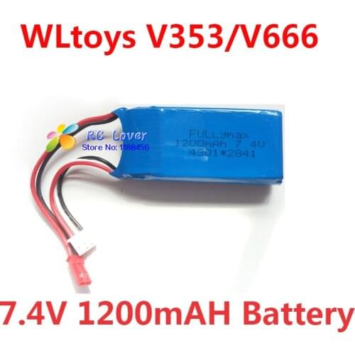 7.4V 1200mAh battery High capacity battery for WLtoys V353 V353B V666 V666N V262 V333 Yizhan X6 / JJRC X6 RC Quadcopter