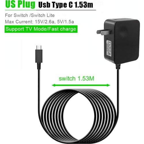 EU & US Plug AC Adapter Charger For Nintend Switch NS Game Console Wall Travel Home Charge 5V 2.6A Charging USB Type C Power