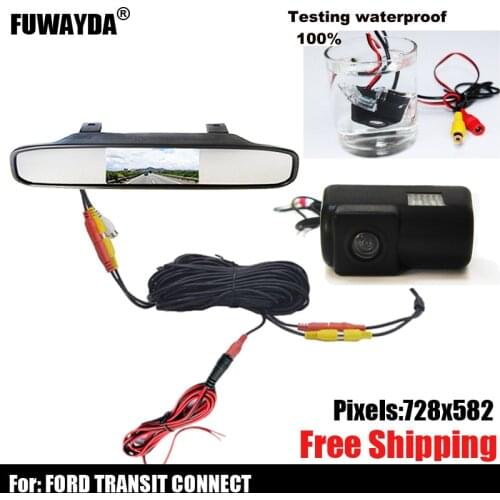 CCD HD 4.3" Car Rearview Mirror Monitor Parking Monitors System, LED Night Vision Car Rear View Camera for FORD TRANSIT CONNECT