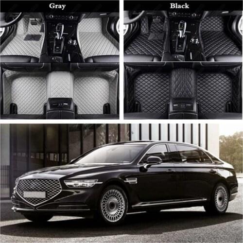 Car Floor Mats for Hyundai Kona Azera Elantra Sonata Equus Genesis Leather Auto Carpet Cover Automobi Floor Mats CAR Foot Mats