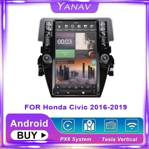13.6 Inch Android Car Radio Player for Honda Civic 2016-2019 Head Unit Stereo Receiver Tesla Vertical HD Screen Video Multimedia