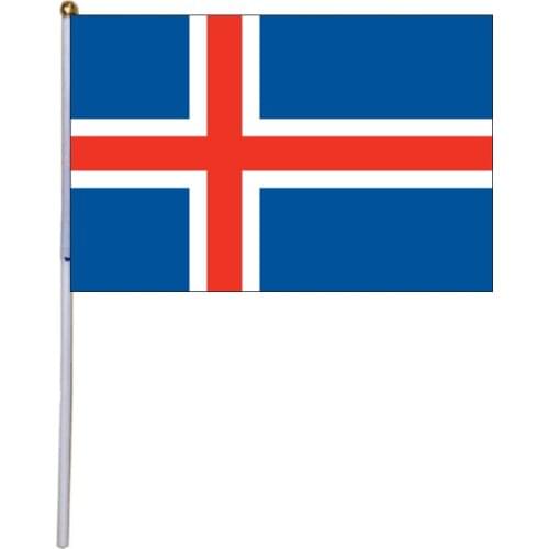 Free shipping xvggdg 100pcs 14 * 21cm Iceland hand flag Iceland Hand Waving National Flag