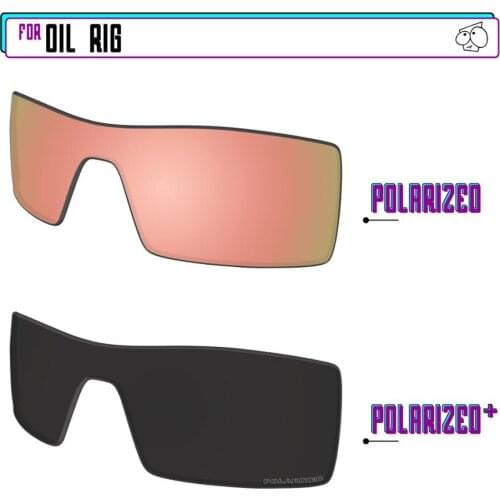 EZReplace Polarized Replacement Lenses for - Oakley Oil Rig Sunglasses - BlackP Plus-RoseP