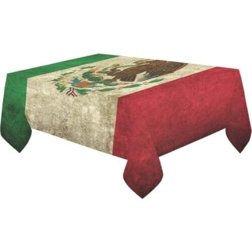 Grunge Mexican Flag Home Décor Vinage Mexico Green Red Modern Fabric Desk Cover Table Cloth