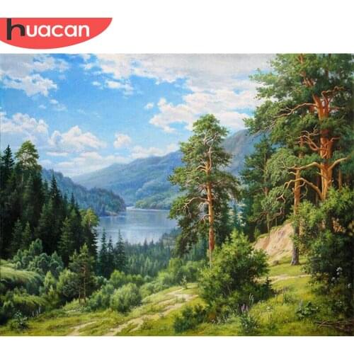 HUACAN 5D DIY Diamond Painting Forest Full Square Diamond Embroidery Landscape Mosaic Rhinestone Decoration For Home