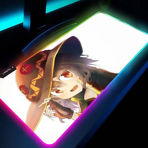 Konosuba Gaming Pc Bureau Gamer Decoration Large Mouse Pad Led Rgb Carpet Mouse Xxl Desktop Computer Extended Pad Backlit Mat