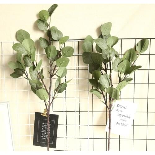 Artificial rattan vine silk eucalyptus pulp money leaf wedding Apple branch hotel Christmas decor green plant wall material leaf