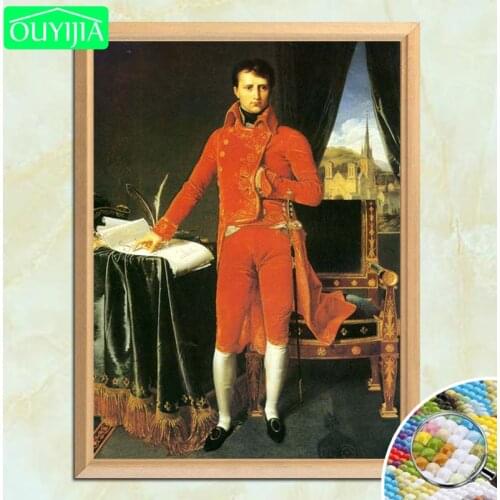 OUYIJIA Napoleon Bonaparte In Red 5D DIY Diamond Painting Full Square Diamond Embroidery Picture Of Rhinestones Mosaic Painting