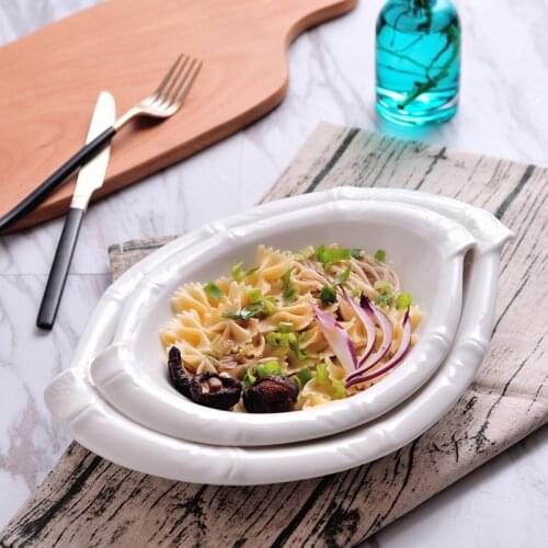 Ceramic Conch Serving Bowl Decorative Porcelain Sea Shell Dinner Plate Restaurant Tableware Vessel for Salad, Pudding and Soup