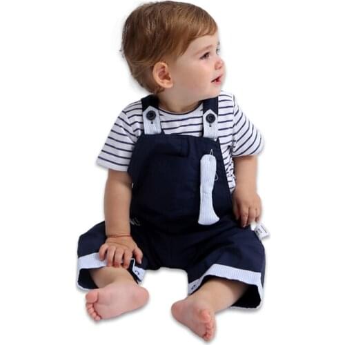 Baby boy Clothes Set，Short Sleeve Sleeve+Tops+Overalls Casual Clothes