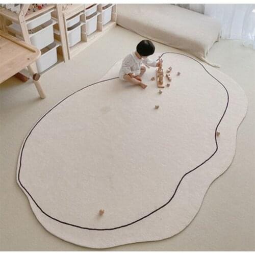 Japanese Style Carpet Babyroom Cloud Irregular Shape Rug Soft Round Sofa Living Room Carpet Bedroom Long Floor Mat Bedside Rug