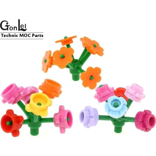 20Pcs/lot MOC Plant Part, Flower, Plate Round 1x1 with 4 Petals 33291 Building Blocks Bricks DIY City Decraction Particles Toys