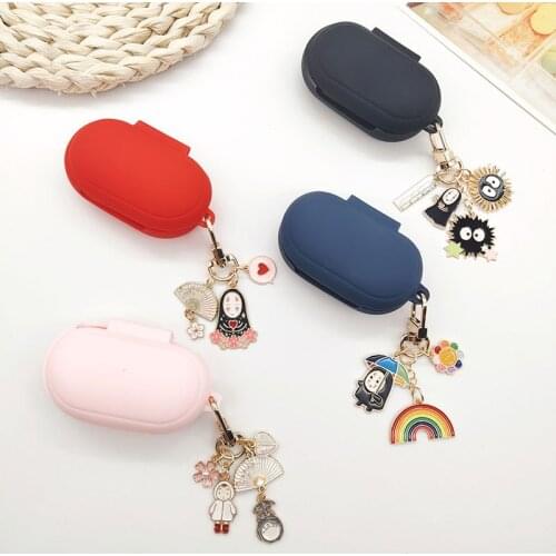 Cute Briquettes Silicone Cover for Samsung Galaxy Buds 2019/ Buds+ Plus Earphone Protect Cover Accessories Sakura Girl Key Ring