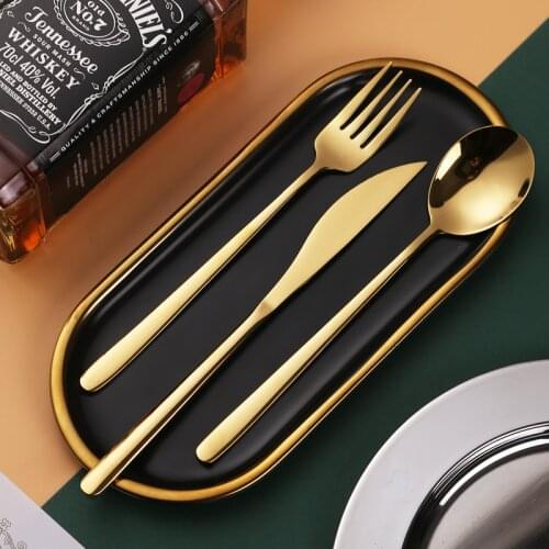 Fashion hotel family tableware 304 stainless steel Korean cutlery cutlery set portable adult custom Portuguese spoon fork