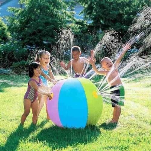 Inflatable Spray Water Ball Childrens Summer Outdoor Swimming Beach Pool Toy Outdoor Playing Water Ball Lawn Playing Ball