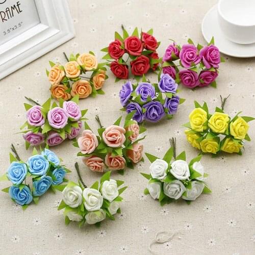 New Handmade 6pcs/bunch Artificial Foam Roses PE Foam Rose Flower DIY For Wedding Home Festival Decoration flower Diameter 3 cm