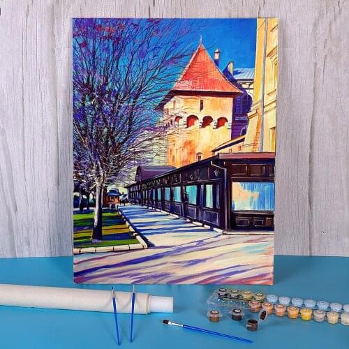 Landscape Lviv Coloring By Numbers Painting Set Oil Paints 40*50 Paiting By Numbers Wall Paintings Crafts Adults Drawing