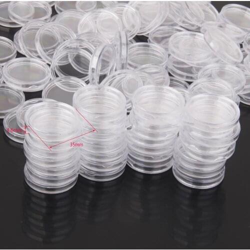 Plastic Coin Capsules Round Coins Holder 21mm-40mm Clear Storage Container Protective Case, 100 Pieces
