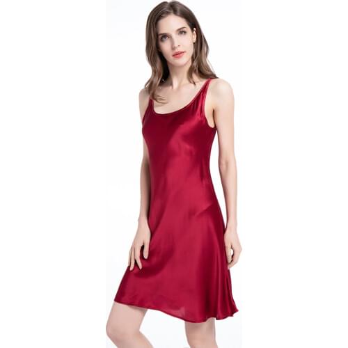 100% Pure Silk Luxury Mulberry 19 Momme Silk Slip Nighty nightgown Sleeping Dress Sexy For Women Nightdress
