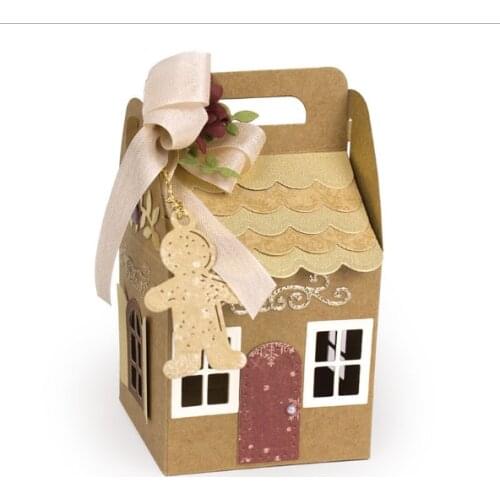 Christmas House Shaped Gift Bag Craft Dies Metal Cutting Die for Scrapbooking Embossing DIY Christmas Ornaments Decorative Mold