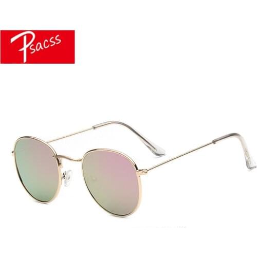PSACSS NEW Small Round Sunglasses Women/Men Retro Fashion Brand Designer Glasses Womens Rays Mirrored Modis Oculos Shades UV400