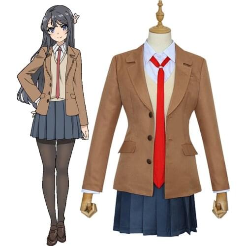 Rascal Does Not Dream of Bunny Girl Senpai AoButa Mai Sakurajima Minegahara High School Uniform Dress Cosplay Costume