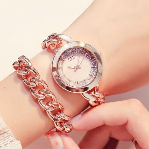 Womens Fashion Casual Jewelry Watch G&D Bracelet Quartz Watch Stainless Steel Watch Free Shipping