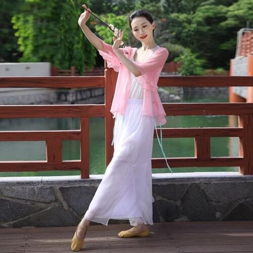 Classical Dance Clothes Body Rhyme Gauze Practice Clothes Female Chinese Style Folk Dance Performance Clothes Cardigan Shirt New